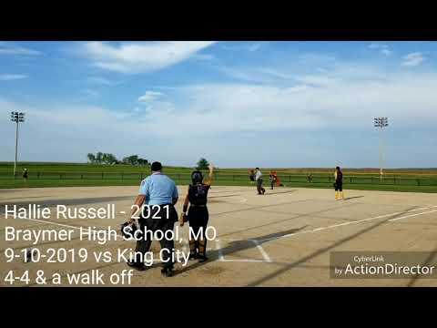 Video of Hallie Russell, 2021, #18 Braymer, 9/10/19 - 4 for 4 vs King City