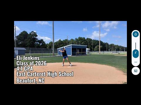 Video of Eli Jenkins 2026 4.1 GPA East Carteret High School, Beaufort NC