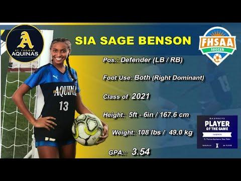 Video of SIA SAGE BENSON Soccer Highlights