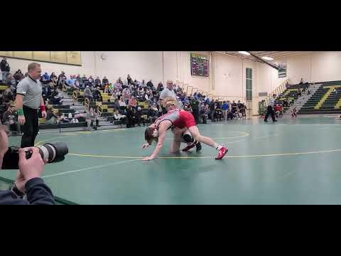 Video of feb19th District final match, Brody Elk #7 seed (Green) vs Jonah Bowers #1 seed (Red)