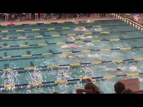 Video of 2019 ND HS girls championship race for 100bk Lane 4 pink suit
