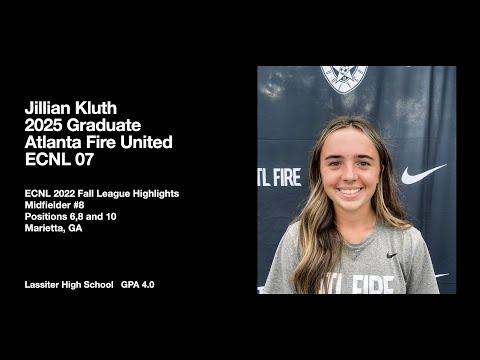Video of Jillian Kluth 2025 ECNL Midfielder