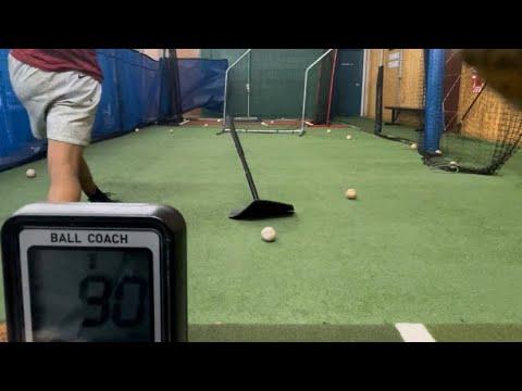 Video of 90mph off tee & hits off machine 