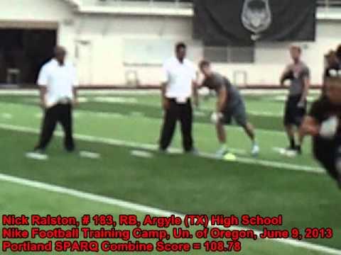 Video of Nick Ralston Argyle (TX) High School Nike Football Training Camp, Un. of Oregon, 6-9-13