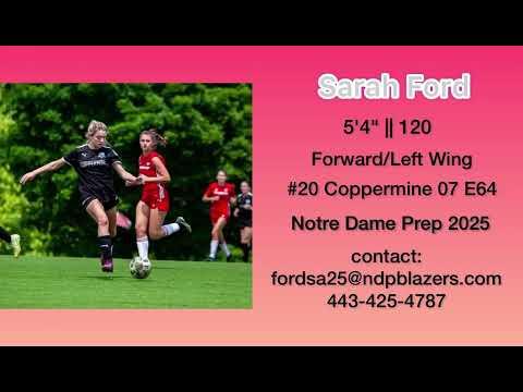 Video of Sarah Ford Class of 2025-Coppermine '07 E64/Soccer Highlights 2023