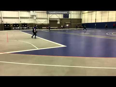 Video of Double Play. Catch in Center and Throw out at First Base