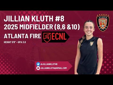 Video of Jillian Kluth 2025 ECNL Midfielder 8,6 & 10 HL