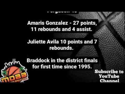 Video of #23 Amaris Gonzalez Highlights District Semi finals Braddock vs Ferguson