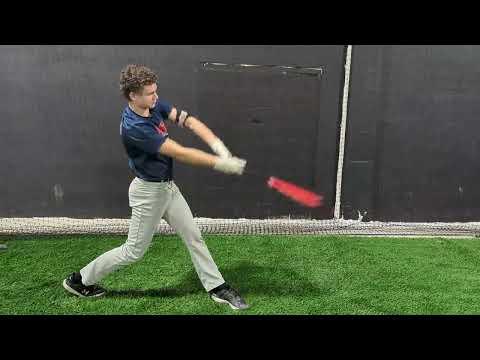 Video of Kyle Markham 10th grade hitting skills work Nov 2023