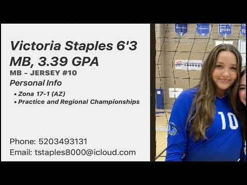 Video of     0:20 / 1:07   Victoria Staples, 2024 6'3" #10 Practice and AZ Region Championships 5/6/2023