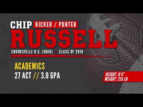 Video of FOOTBALL RECRUIT: Chip Russell - K/P, 6'4" • 215 lb. (Crooksville High School - Class of 2018)