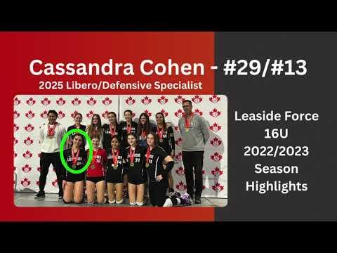 Video of Cassandra Cohen - 2025 Libero/DS #29: FULL 2022/2023 Indoor Season Highlights