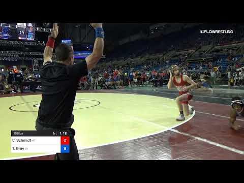 Video of 2019 USMC USAW Jr Nationals 106lbs round of 16 cons 2 Carter Schmidt vs Trevon Gray. Greco 