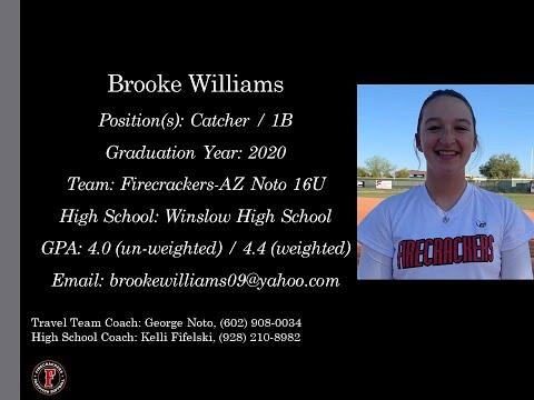 Video of Brooke Williams Softball Skills Video - 2020 Catcher 1B