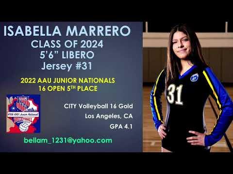 Video of Isabella Marrero- 5’6” Libero - Class of 2024 - AAU Nationals 2022 - 5th Place