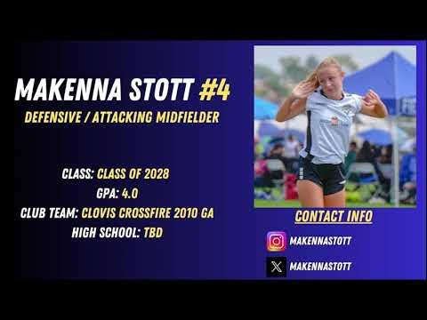 Video of Makenna Stott - 🎓Class of 2028 - ⚽️Defensive & Attacking Midfielder