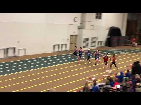 Video of 3rd place in heat in 55 meter dash and 5th overall out of 45 high schoolers (lane 5) 