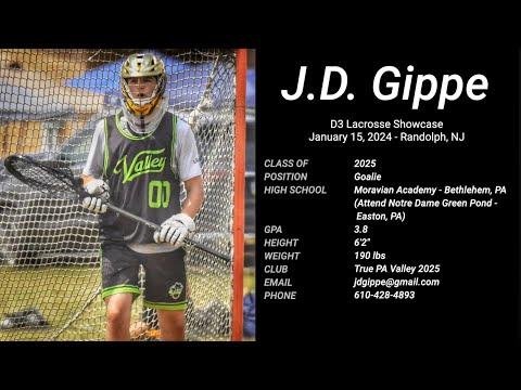 Video of J.D. Gippe - 2025 Goalie @ D3 Lacrosse Showcase - Randolph, NJ - 1/15/24