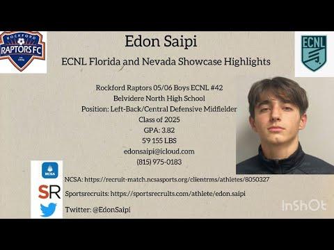 Video of Edon Saipi (#42) ECNL Florida and Nevada Showcase Highlights