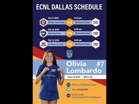 Video of Olivia Lombardo ECNL Dallas Highlights (2/2024)