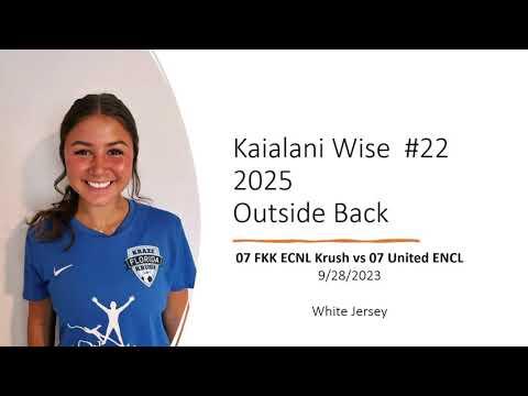 Video of Wise, Kaialani- 2025 ECNL Outside Back- Highlights 9 30 23