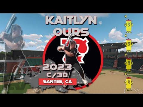 Video of 2023 Kaitlyn Ours Catcher and 3rd base, softball skills video.
