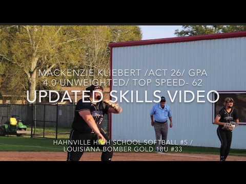 Video of Updated Skills Video 2020, Mackenzie Kliebert, 2022, RHP, Hahnville High School, Luling, LA