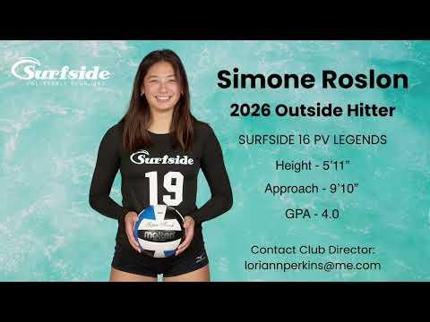Video of 12/10/22-12/11/22 Simone Roslon #19 OH 2026 Surfside 16 PV Legends SCVA Entry Tournament