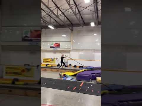 Video of Pole vault practice at our COVID indoor Facility 4.50 bungie￼￼