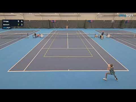 Video of set point, Gregg (gray tank, gray pants) won 2nd set, going to tie break