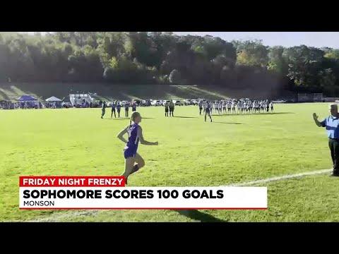 Video of Monson's Hannah Murphy scores 100th goal in just her Sophomore year