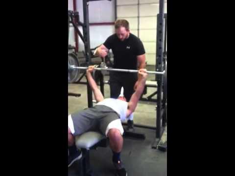 Video of Last set of a 5x3 bench workout, 345lbs for three reps