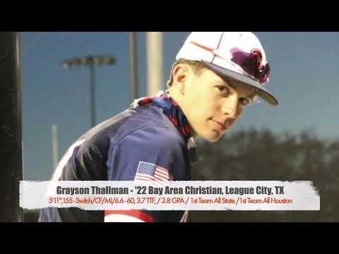Video of Grayson Thallman - 1st Team All State / 1st Team All Houston / SB and Run Scored Record