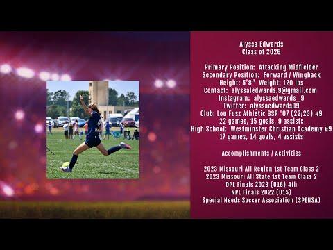 Video of Alyssa Edwards #9 2022-2023 Club Soccer Highlights