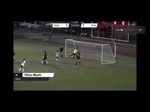 Video of Olivia #6 right foot goal and steal, drive, left foot cross assist—10 Dec 2019