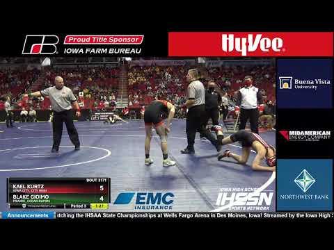 Video of 2021 IHSAA State Championships - Class 3A 106 Quarterfinal - Blake Gioimo vs Kael Kurtz