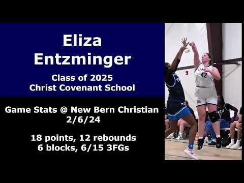 Video of 6 threes made @ New Bern Christian; Eliza Entzminger, 2/6/24