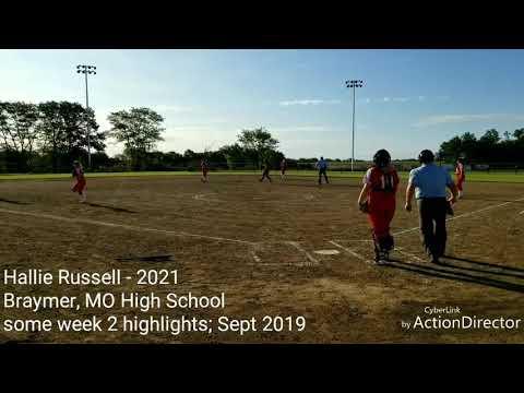 Video of Hallie Russell - 2021, #18 Braymer MO High School, some week 2 highlights, Sept 2019