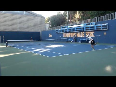 Video of Aidan Miller (in White) Practice Match Highlights (4min) vs. 9.9 UTR College Player