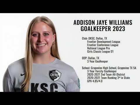 Video of Addison Williams Soccer Highlights