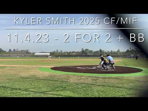 Video of Kyler Smith 2025 CF/MIF - 11.4.23 - 2 for 2 + BB