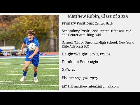 Video of Matthew Rubin (Class of 2025) Versatile Centerback