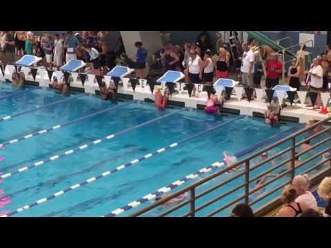 Video of Sam 100M back (black cap pink suit) lane 8