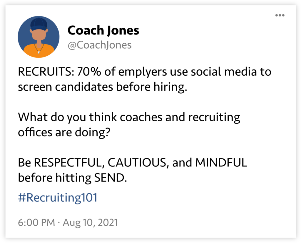 Don’t let a social media mistake ruin your chance at competing at the next level.  